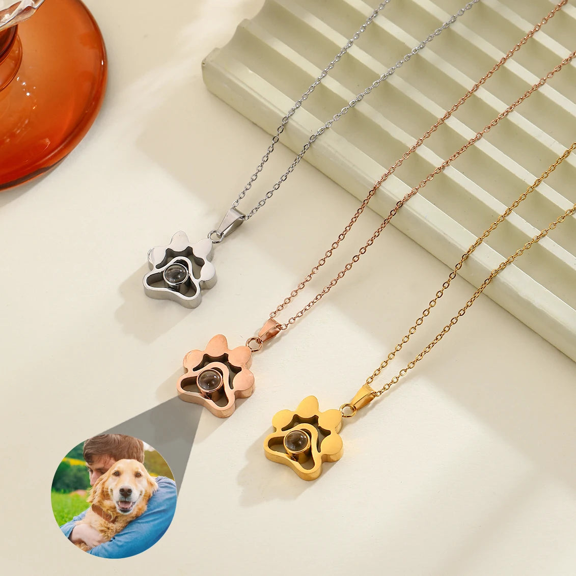 Eloria™ Custom Paw Projection Necklace